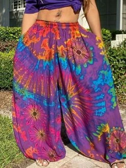 Women's Joggers Wide Leg Pants Trousers Full Length Side Pockets Baggy Micro-elastic High Waist Boho Hippie Casual Weekend Pink Fuchsia S M Autumn / Fall -LIGHTINTHEBOX Shop wvrtnh1658812296689