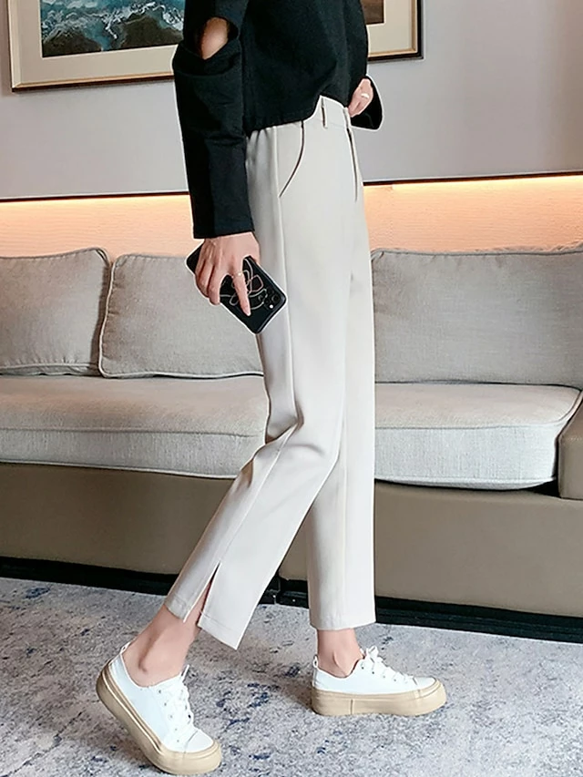 Women's Dress Pants Cropped Pants Ankle-Length Fashion Streetwear Outdoor Office / Career Black White XS S Fall Winter 13 Women's Dress Pants Cropped Pants Ankle-Length Fashion Streetwear Outdoor Office / Career Black White XS S Fall Winter - Image 11