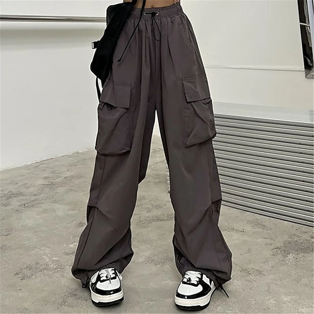 Women‘s Cargo Parachute pants Trousers Baggy Full Length Baggy Micro-elastic High Waist Fashion Casual Daily ArmyGreen Black S M Spring &Fall 7 Women‘s Cargo Parachute pants Trousers Baggy Full Length Baggy Micro-elastic High Waist Fashion Casual Daily ArmyGreen Black S M Spring &Fall - Image 5