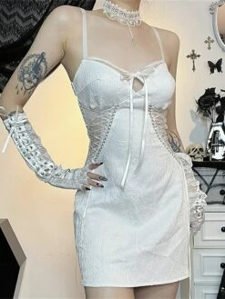 Women's Party Dress Cocktail Dress Bodycon Mini Dress White Sleeveless Pure Color Lace Up Spring Fall Winter Spaghetti Strap Fashion Halloween Birthday Wedding Guest 2023 S M L -LIGHTINTHEBOX Shop wwkokj1693886981558