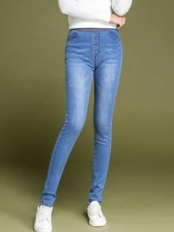 Women's Jeans Skinny Pants Trousers Full Length Denim High Elasticity High Waist Fashion Casual Office Daily Light Blue Black S M Fall & Winter -LIGHTINTHEBOX Shop wwpeus1662120835622