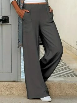 Women's Wide Leg Pants Trousers Full Length Fashion Streetwear Street Daily Navy-blue Light Gray S M Fall Winter -LIGHTINTHEBOX Shop wxfoql1695025409855