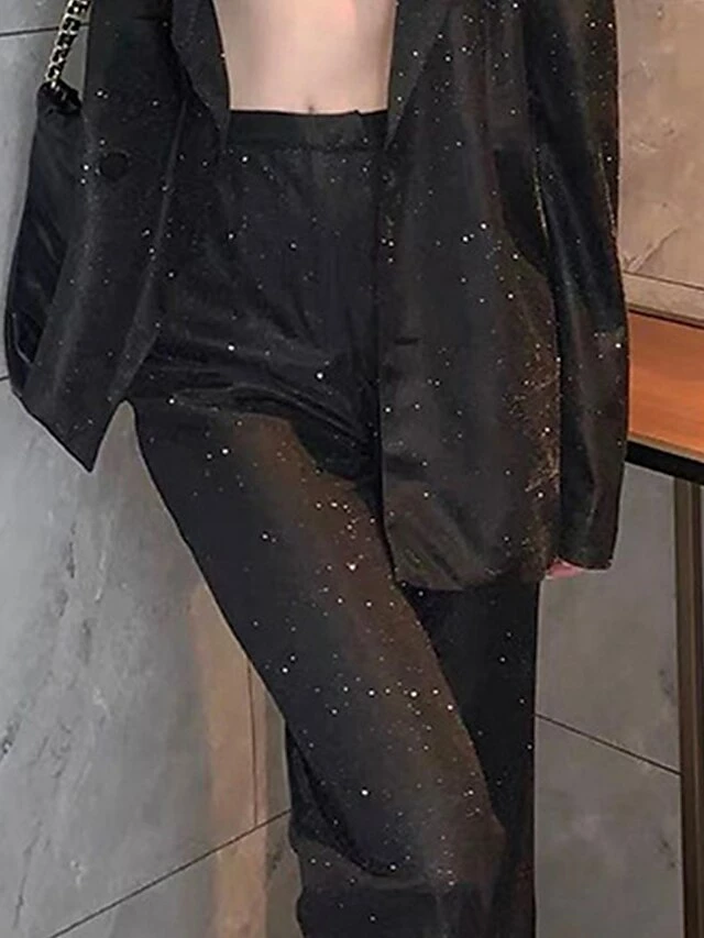Women's Dress Pants Pants Trousers Baggy Full Length Sequins Baggy Micro-elastic High Waist Fashion Streetwear Party Outdoor Black Silvery S M Fall Winter 10 Women's Dress Pants Pants Trousers Baggy Full Length Sequins Baggy Micro-elastic High Waist Fashion Streetwear Party Outdoor Black Silvery S M Fall Winter - Image 8