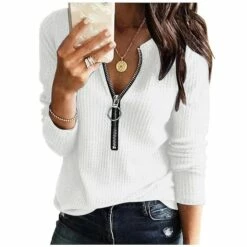 Blouse Women's Olive Green Denim Blue Black Solid / Plain Color Zip Up Daily Basic S -LIGHTINTHEBOX Shop xbkkoo1666434320819