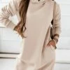 Women‘s Hoodie Dress Winter Dress Knee Length Dress Black Khaki Brown Long Sleeve Fall Solid Color Patchwork Winter Casual Loose S M L XL XXL XXXL -LIGHTINTHEBOX Shop xftset1630580491287