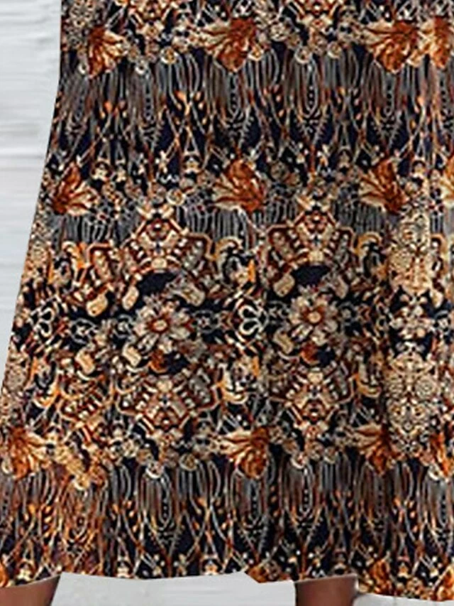 Women's Casual Dress Ethnic Dress Shift Dress Midi Dress Yellow Navy Blue 3/4 Length Sleeve Floral Ruched Summer Spring Crew Neck Fashion 2023 S M L XL XXL 3XL 4XL 5XL 5 Women's Casual Dress Ethnic Dress Shift Dress Midi Dress Yellow Navy Blue 3/4 Length Sleeve Floral Ruched Summer Spring Crew Neck Fashion 2023 S M L XL XXL 3XL 4XL 5XL - Image 3