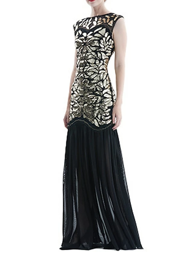 Women's Retro 1920s Sequin Dress Long Dress Maxi Dress Party Halloween Sequins Ruffle Leaf Crewneck Sleeveless Regular Fit Spring Fall 2023 Black Red S M L XL 6 Women's Retro 1920s Sequin Dress Long Dress Maxi Dress Party Halloween Sequins Ruffle Leaf Crewneck Sleeveless Regular Fit Spring Fall 2023 Black Red S M L XL - Image 4