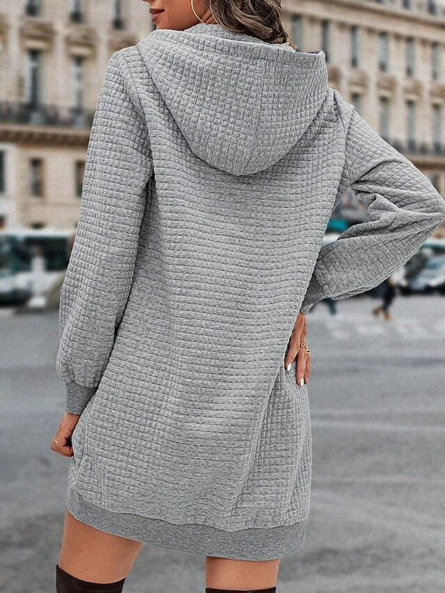 Women's Casual Dress Hoodie Dress Plain Dress Mini Dress Pocket Daily Date Going Out Fashion Basic Hooded Long Sleeve 2023 Loose Fit Light Grey Color S M L XL XXL Size 5 Women's Casual Dress Hoodie Dress Plain Dress Mini Dress Pocket Daily Date Going Out Fashion Basic Hooded Long Sleeve 2023 Loose Fit Light Grey Color S M L XL XXL Size - Image 3