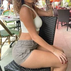 Women's Shorts Hot Pants Grey Mid Waist Fashion Cargo Casual Weekend Micro-elastic Short Comfort Plain S M L 12 Women's Shorts Hot Pants Grey Mid Waist Fashion Cargo Casual Weekend Micro-elastic Short Comfort Plain S M L -LIGHTINTHEBOX Shop xiqrcc1654771683564