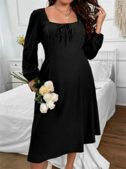 Women's Plus Size Curve Party Dress Cocktail Dress Black Dress Midi Dress Black Long Sleeve Pure Color Lace Up Spring Fall Winter Square Neck Fashion Winter Dress Birthday Wedding Guest XL XXL 3XL 14 Women's Plus Size Curve Party Dress Cocktail Dress Black Dress Midi Dress Black Long Sleeve Pure Color Lace Up Spring Fall Winter Square Neck Fashion Winter Dress Birthday Wedding Guest XL XXL 3XL -LIGHTINTHEBOX Shop xllwfn1691648095468
