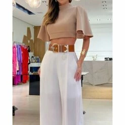 Women's Crop Top Pants Sets Black White Khaki Solid Color Short Sleeve Casual Daily Fashion Round Neck Regular Fit Spring & Summer 9 Women's Crop Top Pants Sets Black White Khaki Solid Color Short Sleeve Casual Daily Fashion Round Neck Regular Fit Spring & Summer -LIGHTINTHEBOX Shop xmcyjb1695117991767