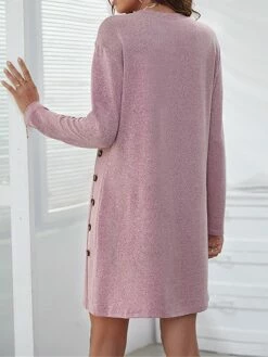 Women's Casual Dress Sweatshirt Dress Winter Dress Mini Dress Button Outdoor Daily Going Out Active Fashion Crew Neck Long Sleeve 2023 Loose Fit Black Pink Gray Color S M L XL XXL Size -LIGHTINTHEBOX Shop xmrtce1693558758994