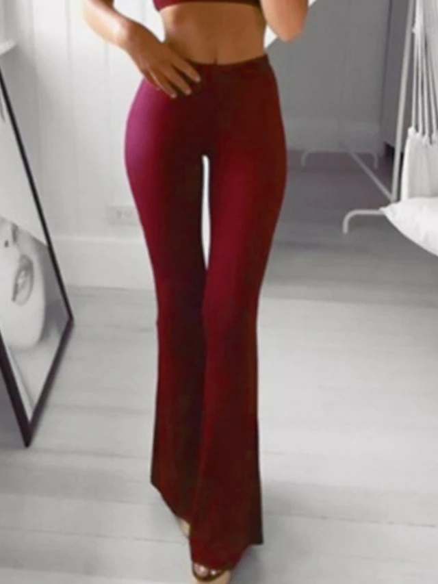 Women's Bell Bottom Pants Trousers Full Length High Waist Fashion Streetwear Xmas Christmas Street Wine Black S M Winter Autumn / Fall 3 Women's Bell Bottom Pants Trousers Full Length High Waist Fashion Streetwear Xmas Christmas Street Wine Black S M Winter Autumn / Fall