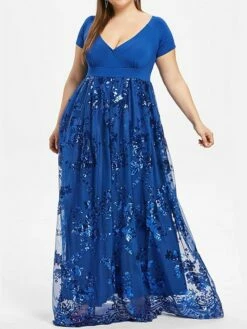 Women's Plus Size Swing Dress Solid Color V Neck Layered Short Sleeve Fall Prom Dresses Maxi Long Dress Party Dress 9 Women's Plus Size Swing Dress Solid Color V Neck Layered Short Sleeve Fall Prom Dresses Maxi Long Dress Party Dress -LIGHTINTHEBOX Shop xngbsh1629106117872