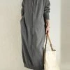 Women's Casual Dress Hoodie Dress Shift Dress Long Dress Maxi Dress Pocket Outdoor Street Daily Active Fashion Hooded Long Sleeve 2023 Loose Fit Black Brown Gray Color S M L XL XXL Size