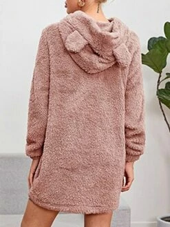 Women's Casual Dress Hoodie Dress Winter Dress Mini Dress Ruched Outdoor Street Daily Fashion Streetwear Hooded Long Sleeve 2023 Loose Fit Pink Khaki Gray Color S M L XL XXL Size -LIGHTINTHEBOX Shop xrffrb1694591784248