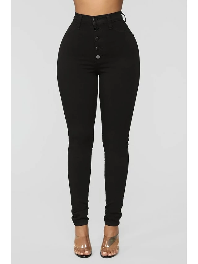 Women's Jeans Skinny Pants Trousers Full Length Denim Side Pockets Micro-elastic High Waist Fashion Casual Weekend Light Blue Dark Gray S M 9 Women's Jeans Skinny Pants Trousers Full Length Denim Side Pockets Micro-elastic High Waist Fashion Casual Weekend Light Blue Dark Gray S M - Image 7