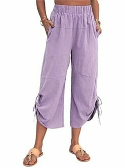 Women‘s Baggy Cotton Linen Capri Pants Pocket Micro-elastic High Waist Streetwear Simple Outdoor Vacation Violet Black S M Summer Spring 22 Women‘s Baggy Cotton Linen Capri Pants Pocket Micro-elastic High Waist Streetwear Simple Outdoor Vacation Violet Black S M Summer Spring -LIGHTINTHEBOX Shop xstccy1689213657503