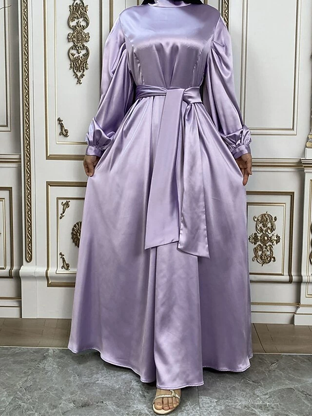 Women's Long Dress Maxi Dress Party Dress Casual Dress Satin Dress Pure Color Fashion Streetwear Outdoor Daily Holiday Lace Up Ruched Long Sleeve Stand Collar Dress Loose Fit Black Royal Blue Purple 10 Women's Long Dress Maxi Dress Party Dress Casual Dress Satin Dress Pure Color Fashion Streetwear Outdoor Daily Holiday Lace Up Ruched Long Sleeve Stand Collar Dress Loose Fit Black Royal Blue Purple - Image 8