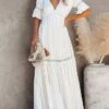 Women's Long Dress Maxi Dress Party Dress Casual Dress Sundress Pure Color Basic Casual Outdoor Daily Vacation Lace Patchwork Half Sleeve V Neck Dress Loose Fit White Summer Spring S M L XL XXL -LIGHTINTHEBOX Shop xuedqt1678356611262