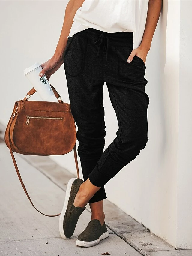 Women's Cargo Pants Sweatpants Chinos Full Length Cotton Blend Pocket Micro-elastic High Waist Fashion Streetwear Street Daily Black Wine S M Fall & Winter 6 Women's Cargo Pants Sweatpants Chinos Full Length Cotton Blend Pocket Micro-elastic High Waist Fashion Streetwear Street Daily Black Wine S M Fall & Winter - Image 4