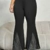 Women's Bell Bottom Pants Plus Size Curve Trousers Full Length Fashion Streetwear Street Daily Black XL XXL Fall Winter