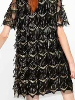 Women‘s Party Dress Fringe Dress Sequin Dress Homecoming Dress Mini Dress Black Champagne Short Sleeve Pure Color Sparkly Glitter Sequins Spring Fall Winter Crew Neck Fashion Winter Dress -LIGHTINTHEBOX Shop xwbhuk1692690730296