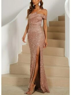 Women's Prom Dress Party Dress Sequin Dress Long Dress Maxi Dress Gold Sleeveless Pure Color Sequins Summer Spring Spaghetti Strap Elegant Wedding Guest Evening Party Spring Dress Slim 2023 S M L XL -LIGHTINTHEBOX Shop xwbjaz1660810057167
