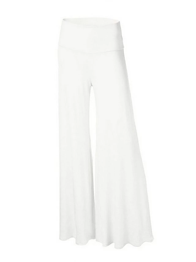 Women's Wide Leg Chinos Pants Trousers Full Length Cotton Baggy High Cut Micro-elastic High Waist Fashion Elegant Party Street Wine Black S M Summer Fall 4 Women's Wide Leg Chinos Pants Trousers Full Length Cotton Baggy High Cut Micro-elastic High Waist Fashion Elegant Party Street Wine Black S M Summer Fall - Image 2