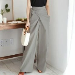Women's Dress Pants Culottes Wide Leg Wide Leg Full Length Faux Linen Side Pockets Baggy Mid Waist Fashion Party Casual Black Khaki M L Summer Spring &Fall -LIGHTINTHEBOX Shop xwpjpt1655177478796