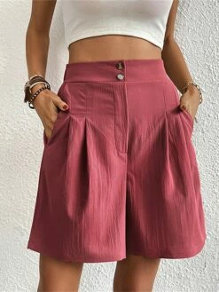 Women's Shorts Slacks Black Dark Gray Fuchsia High Waist Active Simple Casual Vacation Casual Daily Weekend Pocket Short Breathability Plain S M L XL -LIGHTINTHEBOX Shop xwrbqy1687333885119