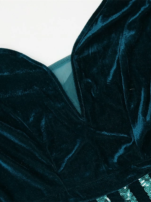 Women‘s Plus Size Curve Wedding Guest Party Dress Velvet Dress Sequin Dress Solid Color V Neck Long Sleeve Fall Winter Stylish Elegant Maxi Long Dress Party Date Dress 6 Women‘s Plus Size Curve Wedding Guest Party Dress Velvet Dress Sequin Dress Solid Color V Neck Long Sleeve Fall Winter Stylish Elegant Maxi Long Dress Party Date Dress - Image 4