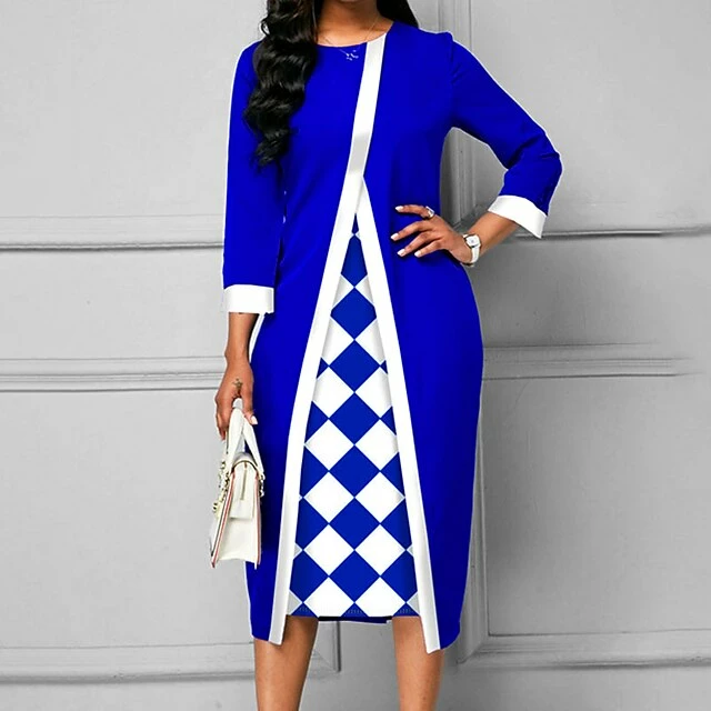 Women‘s Plus Size Curve Party Dress Plaid Crew Neck Print Long Sleeve Winter Fall Elegant Prom Dress Midi Dress Formal Party Dress 7 Women‘s Plus Size Curve Party Dress Plaid Crew Neck Print Long Sleeve Winter Fall Elegant Prom Dress Midi Dress Formal Party Dress - Image 5