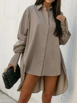 Featured Products 9 Women's Shirt Dress Casual Dress Mini Dress Outdoor Daily Vacation Cotton Fashion Modern Shirt Collar Button Split Long Sleeve Fall Winter 2023 Loose Fit Black White Blue Pure Color XS S M L XL