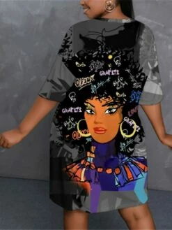 Women‘s Plus Size Curve Casual Dress T Shirt Dress Tee Dress Shift Dress Graphic Midi Dress Short Sleeve Print Crew Neck Fashion Daily Black Orange Spring Summer L XL XXL 3XL -LIGHTINTHEBOX Shop xzcddw1672900106607