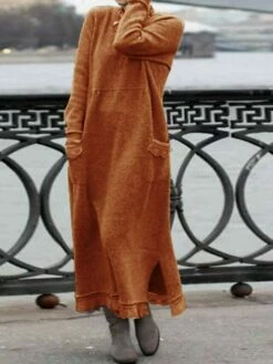 Women's Casual Dress Sweater Dress Sweatshirt Dress Maxi Long Dress Black Army Green Red Long Sleeve Pure Color Pocket Spring Fall Winter Crew Neck Fashion Vacation Fall Dress 2023 S M L XL XXL 3XL -LIGHTINTHEBOX Shop xzcmex1695114127981