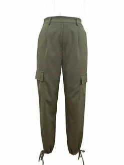 Women's Cargo Pants Full Length Cotton Micro-elastic Mid Waist Fashion Streetwear Outdoor Street ArmyGreen S M Fall Winter -LIGHTINTHEBOX Shop xzhhgd1692182848982