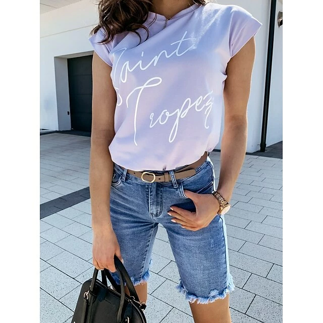 Women's Jeans Distressed Jeans Denim Blue Mid Waist Fashion Casual Weekend Tassel Fringe Side Pockets Micro-elastic Knee Length Comfort Plain S M L XL XXL 6 Women's Jeans Distressed Jeans Denim Blue Mid Waist Fashion Casual Weekend Tassel Fringe Side Pockets Micro-elastic Knee Length Comfort Plain S M L XL XXL - Image 4