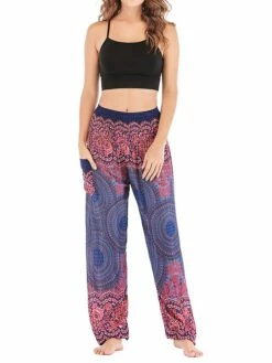 Women's Joggers Chinos Pants Trousers Wine Depression Green Blue High Waist Casual Boho Athleisure Outdoor Sports Daily Wear Full Length Comfort Geometric One-Size -LIGHTINTHEBOX Shop ybhche1688541815192