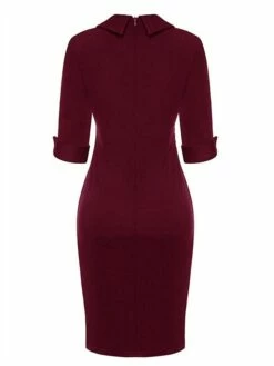 Women's Work Dress Sheath Dress Semi Formal Dress Fashion Office Daily Workfashion Midi Dress Ruched Shirt Collar Half Sleeve Plain Slim Black Wine Navy Blue Fall Winter S M L XL XXL -LIGHTINTHEBOX Shop ycfeaq1695030994154
