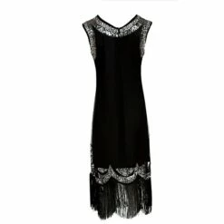 Women's Retro 1920s Fringe Dress Midi Dress Party Halloween Sequins Tassel Fringe Geometric Crewneck Sleeveless Regular Fit Spring Fall 2023 Black S M L XL -LIGHTINTHEBOX Shop ycimzx1692858193657