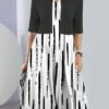 Women's Two Piece Dress Set Casual Dress Print Dress Outdoor Daily Fashion Elegant Print Midi Dress V Neck Half Sleeve Geometric Color Block Regular Fit Black White Navy Blue Summer Spring S M L XL -LIGHTINTHEBOX Shop ydzkqu1689736204033