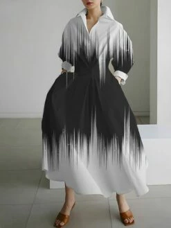 Women's Shirt Dress Casual Dress Swing Dress Maxi Long Dress Outdoor Office Daily Polyester Fashion Modern Shirt Collar Button Pocket Long Sleeve Fall Winter 2023 Loose Fit Silver Black Royal Blue -LIGHTINTHEBOX Shop yevrvi1693213988736