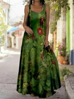 Women's Long Dress Maxi Dress Swing Dress A Line Dress Summer Dress Graphic Floral Romantic Modern Holiday Vacation Weekend Print Sleeveless Strap Dress Regular Fit Black Purple Green Summer Spring S -LIGHTINTHEBOX Shop ygjpfo1680502988495