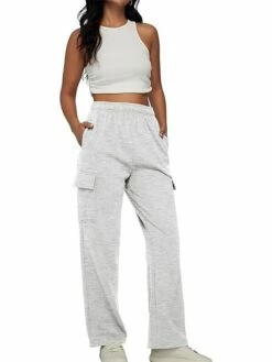 Women‘s Cargo Khaki Pants Wide Leg Trousers Full Length Active Fashion Outdoor Sports & Outdoor Light Gray Black S M Fall Winter -LIGHTINTHEBOX Shop yglmrz1694772759106