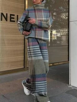 Women's Shirt Pants Sets Black Red Green Geometric Plaid Houndstooth Print Long Sleeve Casual Daily Streetwear Turtleneck Regular Fit Fall & Winter 9 Women's Shirt Pants Sets Black Red Green Geometric Plaid Houndstooth Print Long Sleeve Casual Daily Streetwear Turtleneck Regular Fit Fall & Winter -LIGHTINTHEBOX Shop ygtodl1668590047966