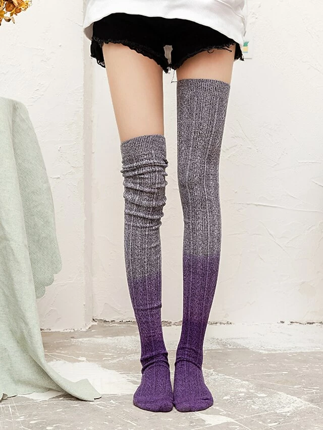 Women's Stockings Thigh-High Crimping Socks All Seasons Tights Thermal Warm Stretchy Knitting Fashion Casual Daily Purple One-Size 4 Women's Stockings Thigh-High Crimping Socks All Seasons Tights Thermal Warm Stretchy Knitting Fashion Casual Daily Purple One-Size - Image 2