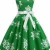 Women's Christmas Knee Length Dress Blue Green Red Sleeveless Print Bow Print Fall Winter Round Neck Casual Vintage2021 S M L XL XXL -LIGHTINTHEBOX Shop yiogkw1630045078427