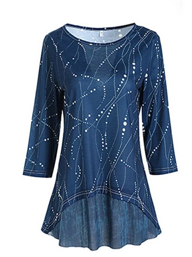 Women's Blouse Wine Blue Purple Graphic Print 3/4 Length Sleeve Daily Going Out Weekend Casual Crew Neck Regular Fit Fall Winter 19 Women's Blouse Wine Blue Purple Graphic Print 3/4 Length Sleeve Daily Going Out Weekend Casual Crew Neck Regular Fit Fall Winter - Image 17