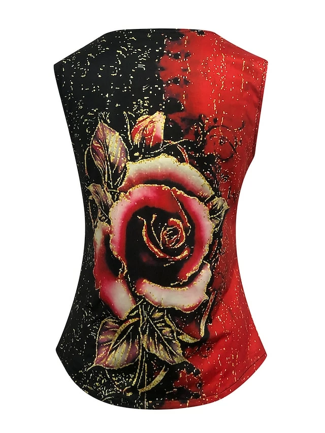 Women's Shirt Tank Top Red Blue Purple Flower Lace Trims Print Sleeveless Daily Weekend Casual V Neck Regular Fit Floral 12 Women's Shirt Tank Top Red Blue Purple Flower Lace Trims Print Sleeveless Daily Weekend Casual V Neck Regular Fit Floral - Image 10